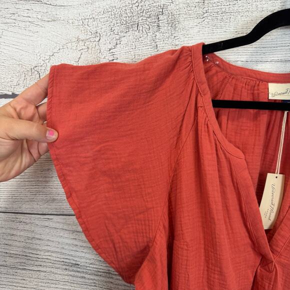 Universal Thread Plus Size Rust Coral Short Sleeve Gauze Blouse Size 1X - Picture 6 of 6